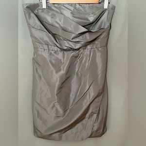 J. Crew 14 Dark Tan Silk Pleated Strapless Mini Cocktail Dress